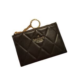 NWT Kate Spade Small Card Holder in Smooth Quilted Black